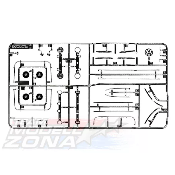 Tamiya 1/24 Volkswagen Type 2 (T1) (Red/White) összepattintós makett