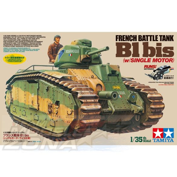 Tamiya - 1:35 French Battle Tank B1 villanymotoros - makett