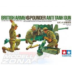   Tamiya - 1:35 Brit. 6Pfund PAK m. Mann. (3) - brit löveg 3 figurával