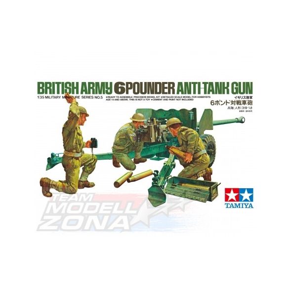 Tamiya - 1:35 Brit. 6Pfund PAK m. Mann. (3) - brit löveg 3 figurával