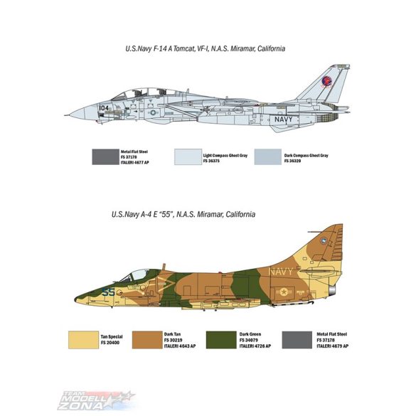 Italeri - 1:72 "Top Gun" F-14A vs A-4F - makett