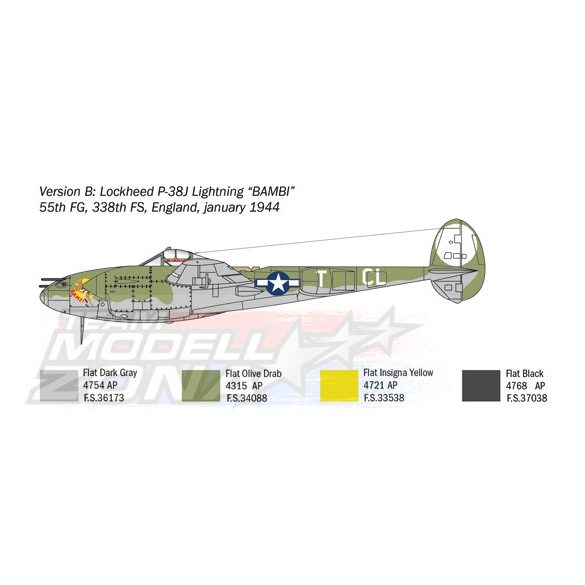 Italeri - 1:72 US P-38J Lightning - makett