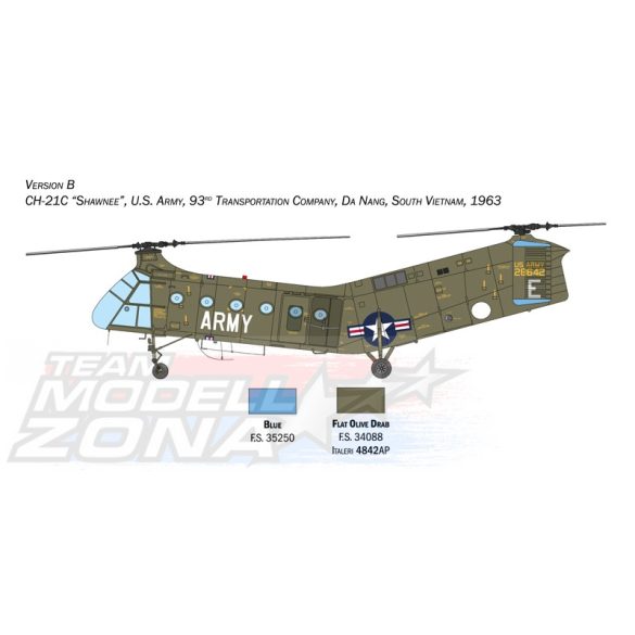 Italeri - 1:48 H-21C Flying Banana GunShip - makett