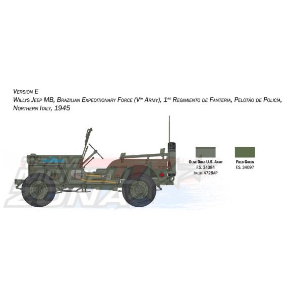 Italeri - 1:24 Willys Jeep MB 80th - makett