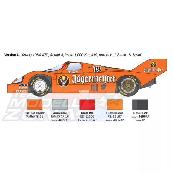 Italeri 1:24 Porsche 956 Jägermeister makett