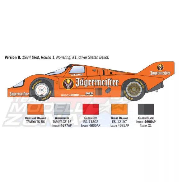 Italeri 1:24 Porsche 956 Jägermeister makett