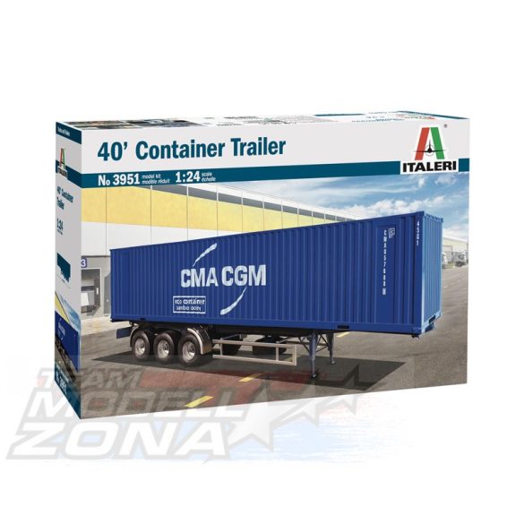 Italeri - 1:24 40 "lábas" konténer szállító trailer - makett