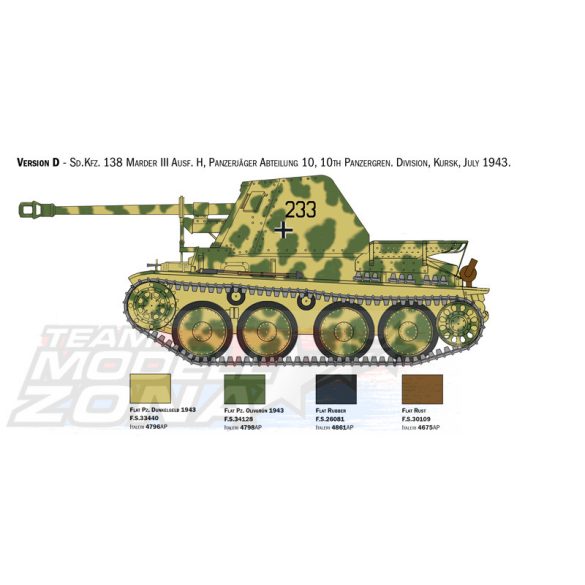 Italeri - 1:10 Marder III Ausf. H Sd. Kfz.138 makett