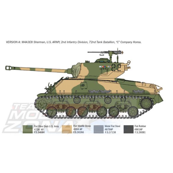 Italeri - 1:35 US M4AE8 Sherman kóreai háborús változat - makett