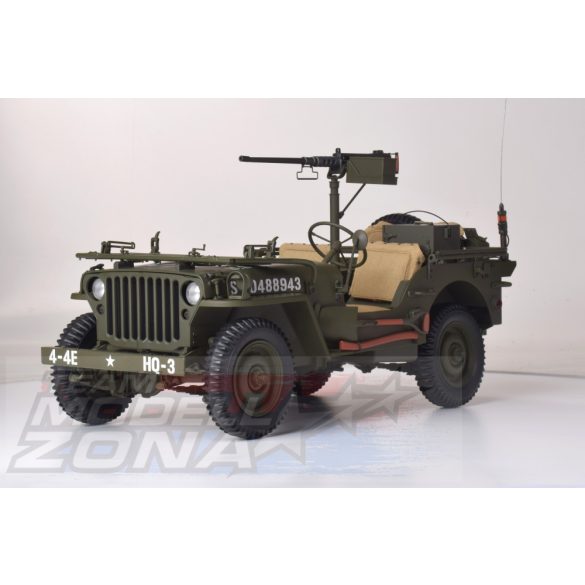 IXO - 1:8 Jeep Willy - fénnyel és pótkocsival és M3A1, M2 páncéltörővel - prémium építőkészlet