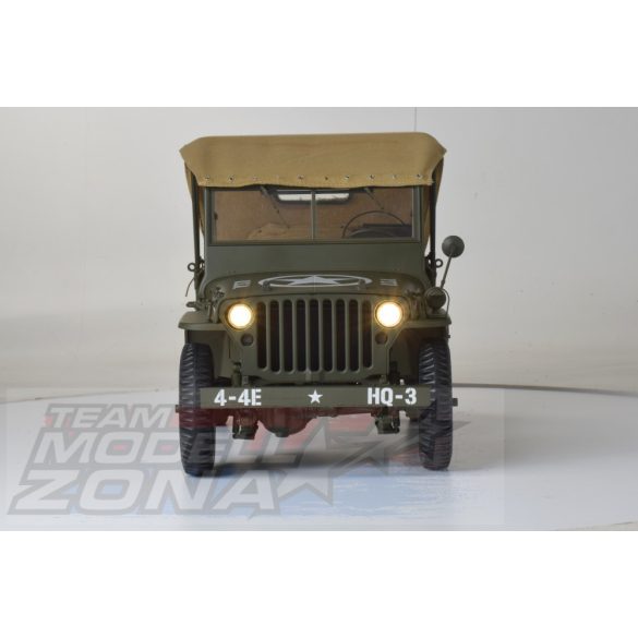 IXO - 1:8 Jeep Willy - fénnyel és pótkocsival és M3A1, M2 páncéltörővel - prémium építőkészlet
