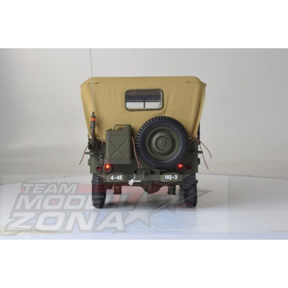 IXO - 1:8 Jeep Willy - fénnyel és pótkocsival és M3A1, M2 páncéltörővel - prémium építőkészlet