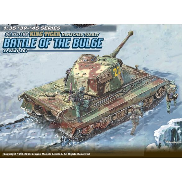 Dragon 1:35 Sd.Kfz.182 Kingtiger Henschel Turret, s.Pz.Abt.501 (Battle of the Bulge) makett