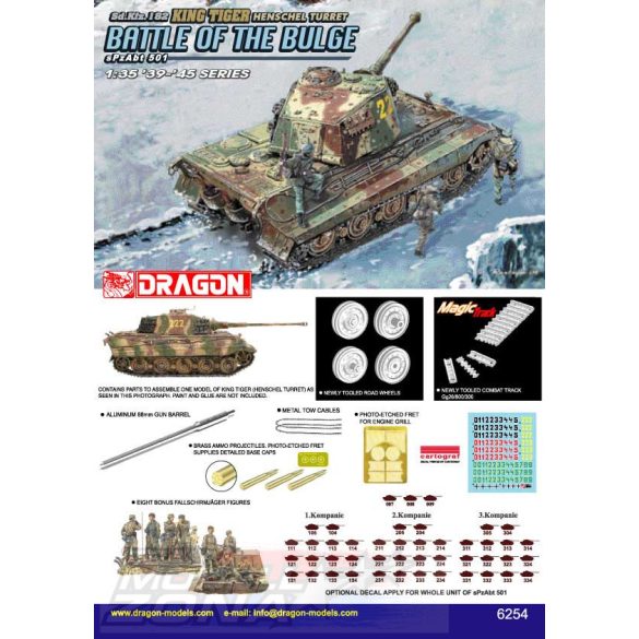 Dragon 1:35 Sd.Kfz.182 Kingtiger Henschel Turret, s.Pz.Abt.501 (Battle of the Bulge) makett