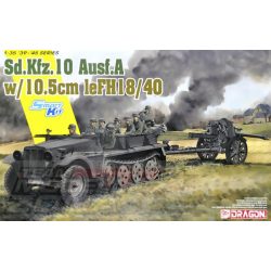 Dragon 1:35 Sd.Kfz.10 Ausf.A + 10.5cm le.FH.18/40 makett