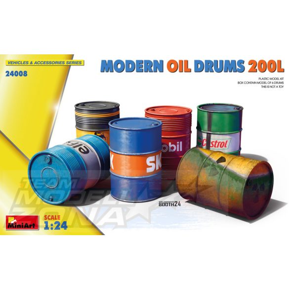 Miniart 1:24 MODERN OIL DRUMS 200L makett