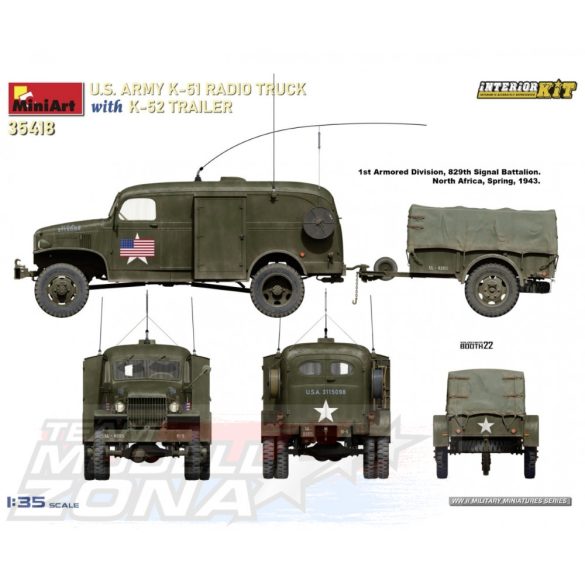 MiniArt - 1:35 US Radio Truck K-51 w/ trailer K-52 - makett