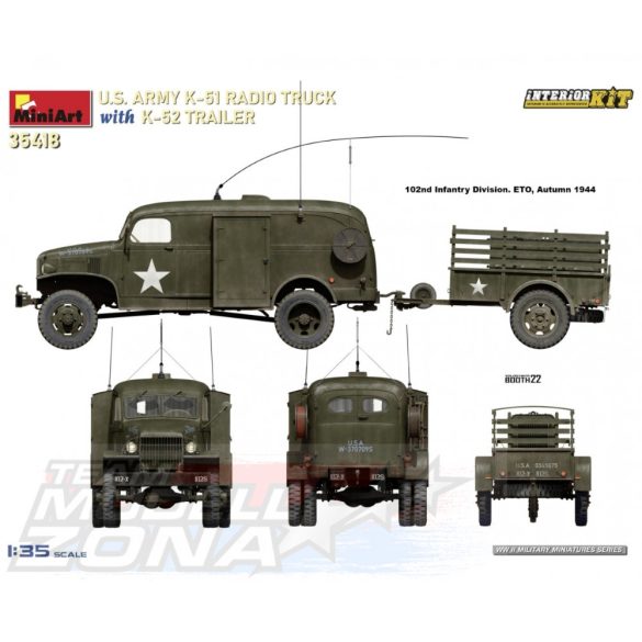 MiniArt - 1:35 US Radio Truck K-51 w/ trailer K-52 - makett