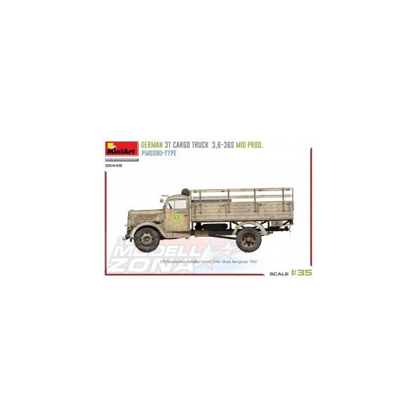  Miniart 1:35 GERMAN 3T CARGO TRUCK 3,6-36S MID PROD. PMQ600-TYPE makett