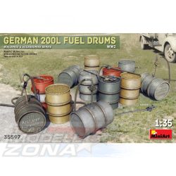 MiniArt 1:35 WW2 Ger. 200L Fuel Drum Set (12) makett
