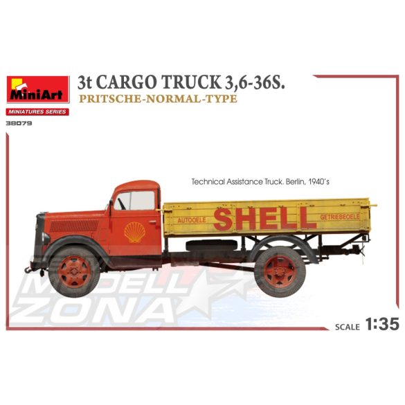 MiniArt 1:35 3t CARGO TRUCK 3,6-36S. PRITSCHE-NORMAL-TYPE makett