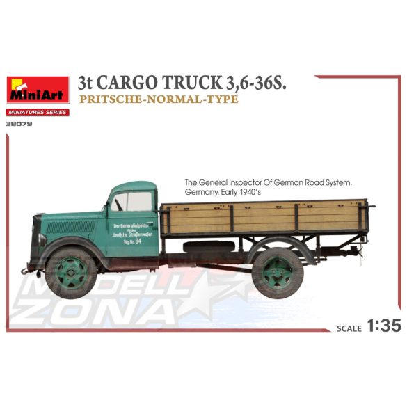 MiniArt 1:35 3t CARGO TRUCK 3,6-36S. PRITSCHE-NORMAL-TYPE makett