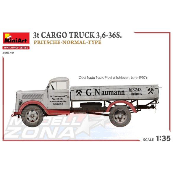 MiniArt 1:35 3t CARGO TRUCK 3,6-36S. PRITSCHE-NORMAL-TYPE makett