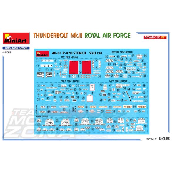 MiniArt  1:48 THUNDERBOLT Mk.II. ROYAL AIR FORCE. ADVANCED KIT makett