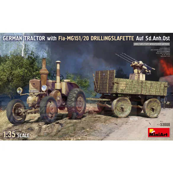 Mini Art 1:35 GERMAN TRACTOR with Fla-MG151/20 DRILLINGSLAFETTE Auf Sd.Anh.Ost makett