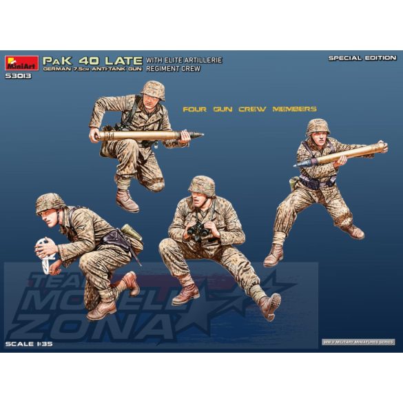 MiniArt 1:35 German 7.5cm PaK 40 Late w/Elite Artillerie Regiment Crew. SPECIAL EDITION Makett