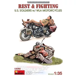   Mini Art 1:35 REST & FIGHTING. U.S. SOLDIERS w/WLA MOTORCYCLES makett