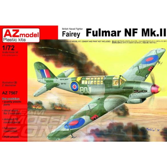 AZ model 1:72 British Naval Fighter Fairey Fulmar NF Mk.II makett