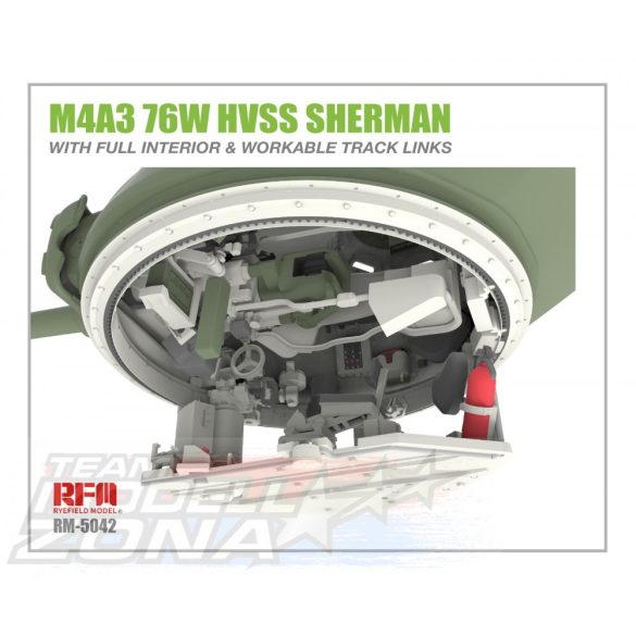 Rye Field Model - 1:35 M4A3E8 SHERMAN w/Full Interior&Workable Track Links - makett